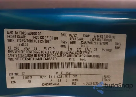 2022 Ford Ranger Xlt from USA, damaged, VIN 1FTER4FH6NLD46379